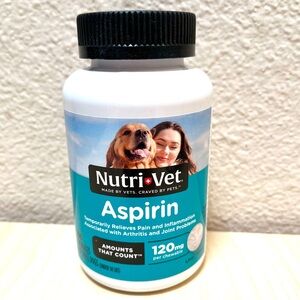 Nutri-Vet, Pet Aspirin 120mg opened, unused. Chewable, for small dogs.